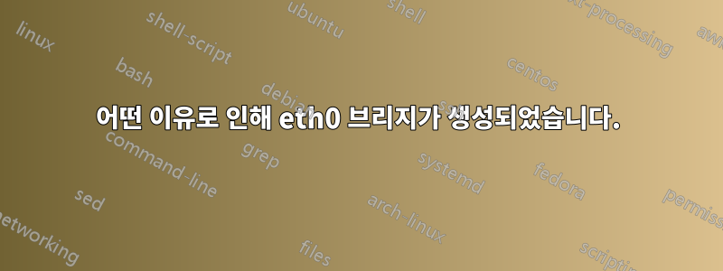 어떤 이유로 인해 eth0 브리지가 생성되었습니다.