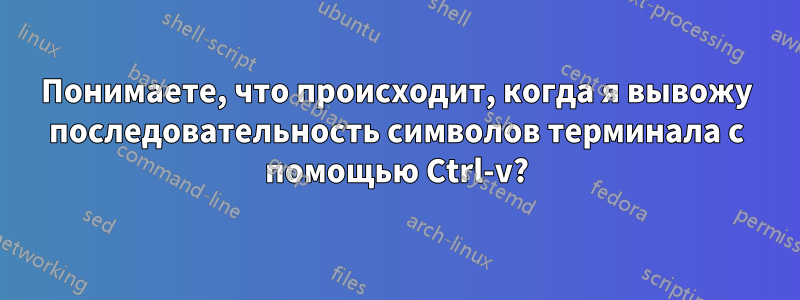 Понимаете, что происходит, когда я вывожу последовательность символов терминала с помощью Ctrl-v?