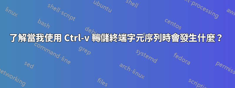 了解當我使用 Ctrl-v 轉儲終端字元序列時會發生什麼？