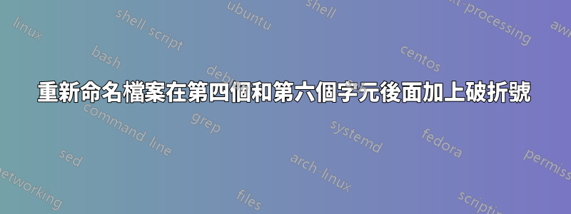 重新命名檔案在第四個和第六個字元後面加上破折號