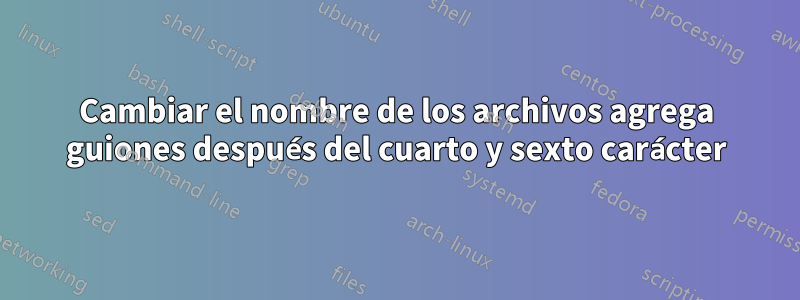 Cambiar el nombre de los archivos agrega guiones después del cuarto y sexto carácter