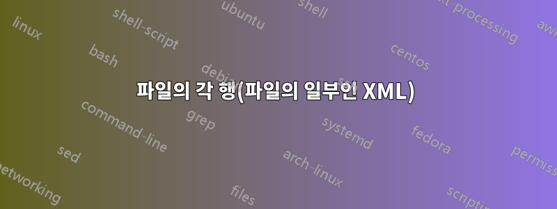 파일의 각 행(파일의 일부인 XML)