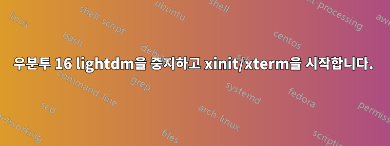 우분투 16 lightdm을 중지하고 xinit/xterm을 시작합니다.