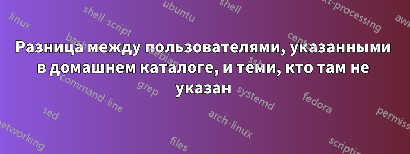 Разница между пользователями, указанными в домашнем каталоге, и теми, кто там не указан