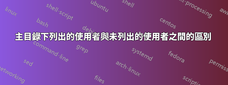 主目錄下列出的使用者與未列出的使用者之間的區別