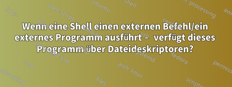 Wenn eine Shell einen externen Befehl/ein externes Programm ausführt – verfügt dieses Programm über Dateideskriptoren?