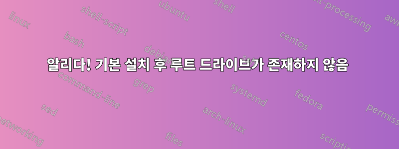 알리다! 기본 설치 후 루트 드라이브가 존재하지 않음