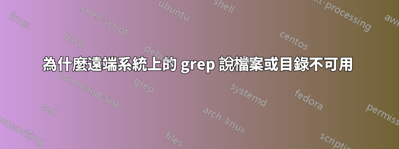 為什麼遠端系統上的 grep 說檔案或目錄不可用