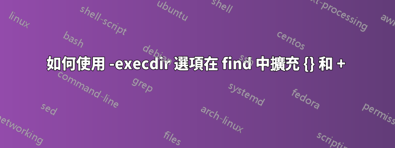 如何使用 -execdir 選項在 find 中擴充 {} 和 +