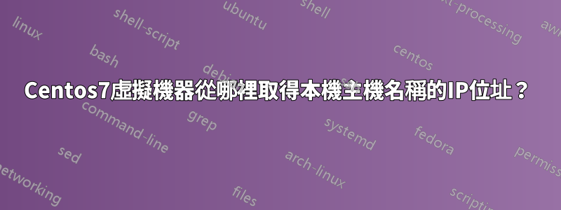 Centos7虛擬機器從哪裡取得本機主機名稱的IP位址？