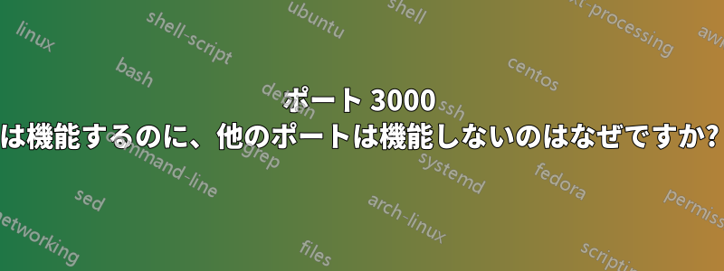 ポート 3000 は機能するのに、他のポートは機能しないのはなぜですか?