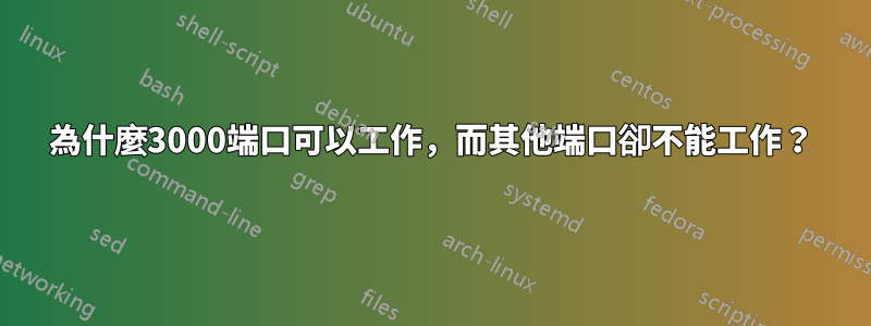 為什麼3000端口可以工作，而其他端口卻不能工作？