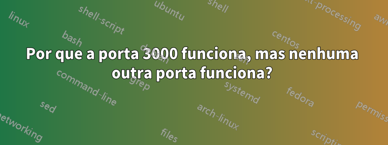 Por que a porta 3000 funciona, mas nenhuma outra porta funciona?