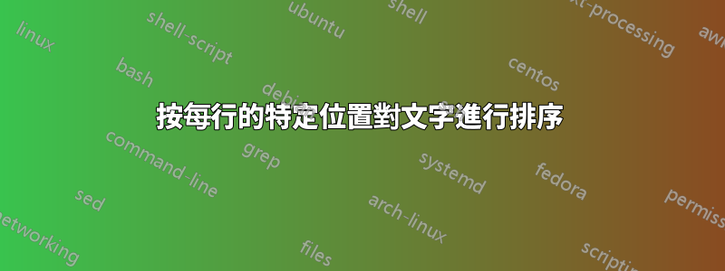 按每行的特定位置對文字進行排序