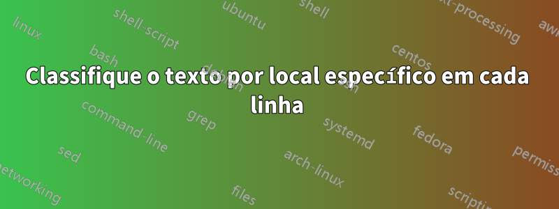 Classifique o texto por local específico em cada linha