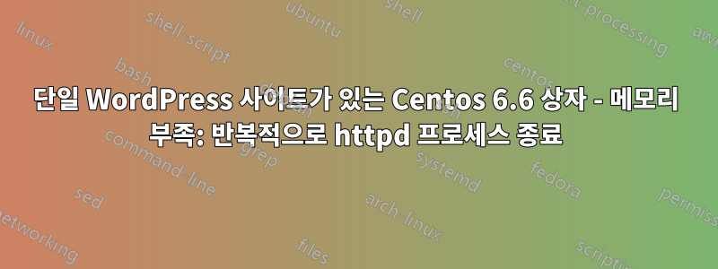 단일 WordPress 사이트가 있는 Centos 6.6 상자 - 메모리 부족: 반복적으로 httpd 프로세스 종료