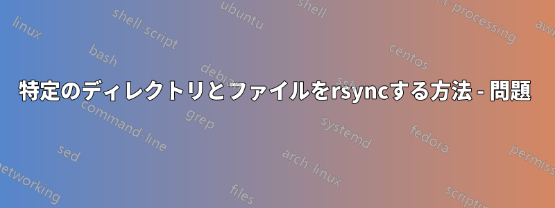 特定のディレクトリとファイルをrsyncする方法 - 問題