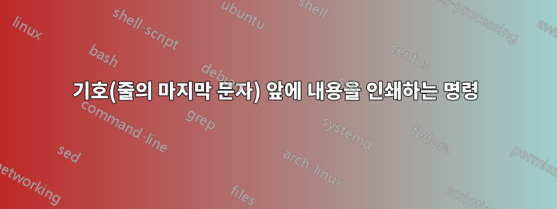 기호(줄의 마지막 문자) 앞에 내용을 인쇄하는 명령