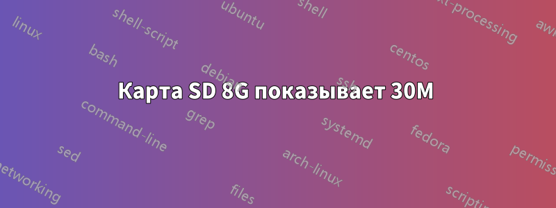 Карта SD 8G показывает 30M