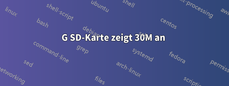 8G SD-Karte zeigt 30M an