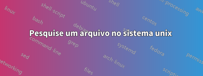 Pesquise um arquivo no sistema unix