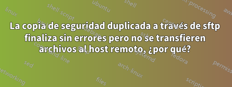 La copia de seguridad duplicada a través de sftp finaliza sin errores pero no se transfieren archivos al host remoto, ¿por qué?