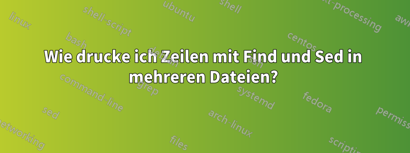 Wie drucke ich Zeilen mit Find und Sed in mehreren Dateien?