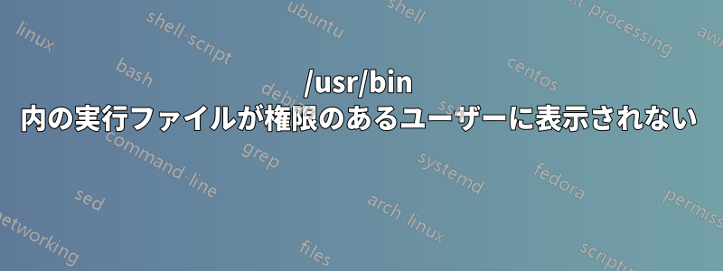 /usr/bin 内の実行ファイルが権限のあるユーザーに表示されない 