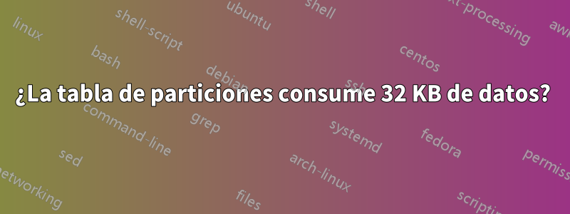 ¿La tabla de particiones consume 32 KB de datos?