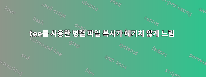 tee를 사용한 병렬 파일 복사가 예기치 않게 느림