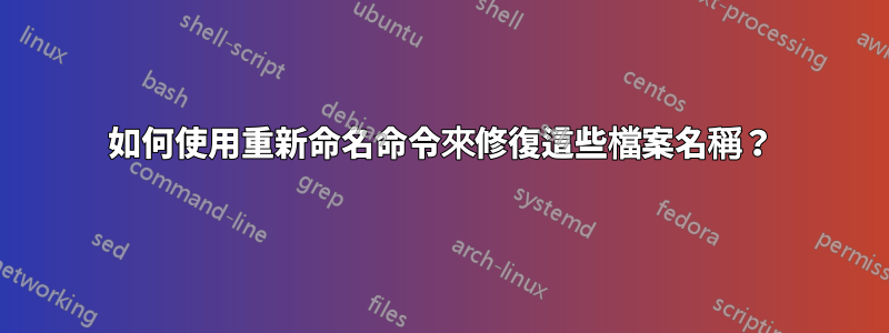 如何使用重新命名命令來修復這些檔案名稱？