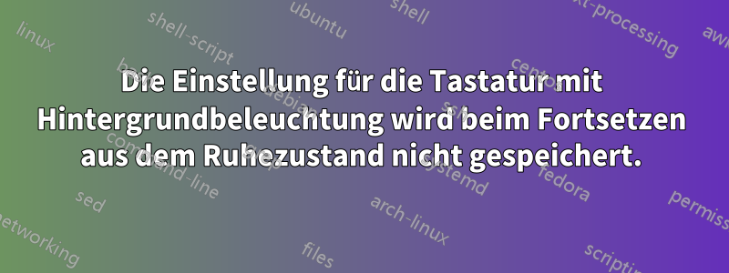 Die Einstellung für die Tastatur mit Hintergrundbeleuchtung wird beim Fortsetzen aus dem Ruhezustand nicht gespeichert.