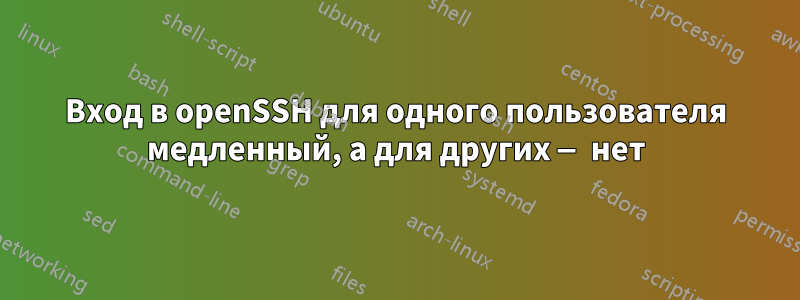 Вход в openSSH для одного пользователя медленный, а для других — нет