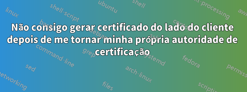 Não consigo gerar certificado do lado do cliente depois de me tornar minha própria autoridade de certificação