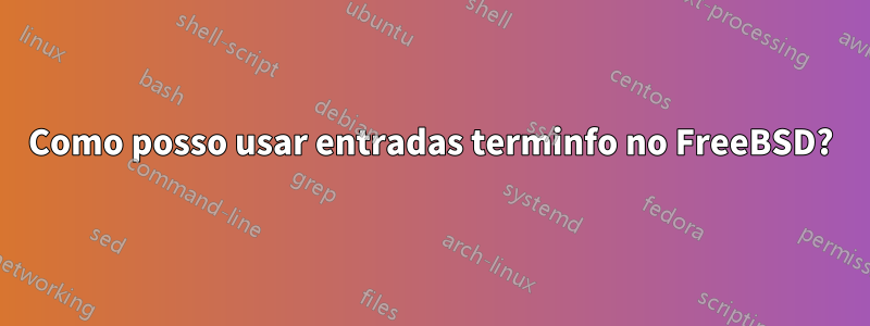 Como posso usar entradas terminfo no FreeBSD?