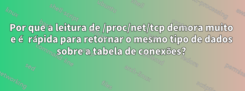 Por que a leitura de /proc/net/tcp demora muito e é rápida para retornar o mesmo tipo de dados sobre a tabela de conexões?