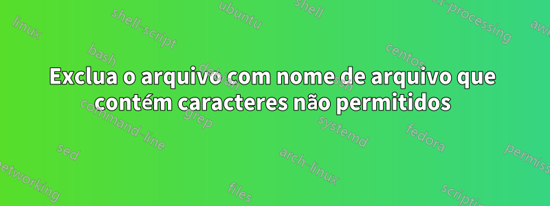 Exclua o arquivo com nome de arquivo que contém caracteres não permitidos