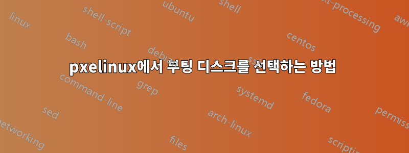 pxelinux에서 부팅 디스크를 선택하는 방법