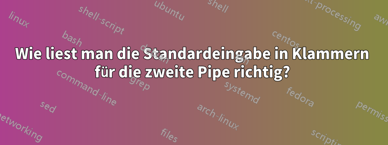 Wie liest man die Standardeingabe in Klammern für die zweite Pipe richtig?