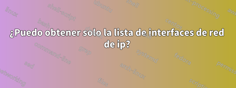 ¿Puedo obtener solo la lista de interfaces de red de ip?