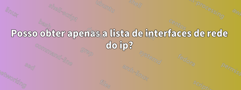 Posso obter apenas a lista de interfaces de rede do ip?