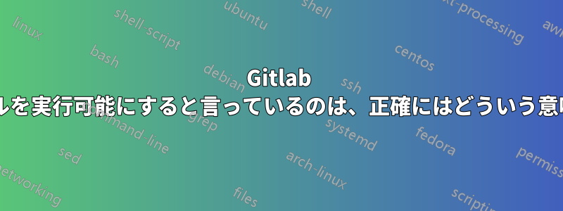 Gitlab がファイルを実行可能にすると言っているのは、正確にはどういう意味ですか?