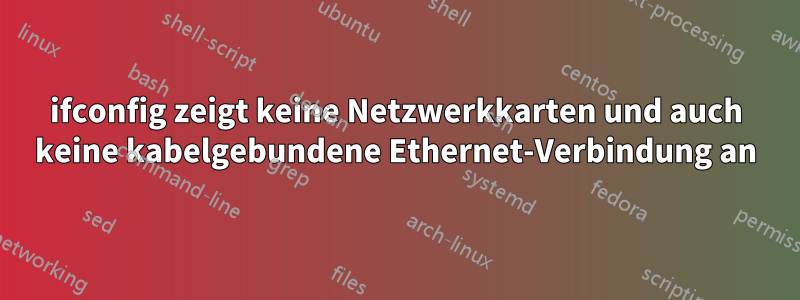 ifconfig zeigt keine Netzwerkkarten und auch keine kabelgebundene Ethernet-Verbindung an