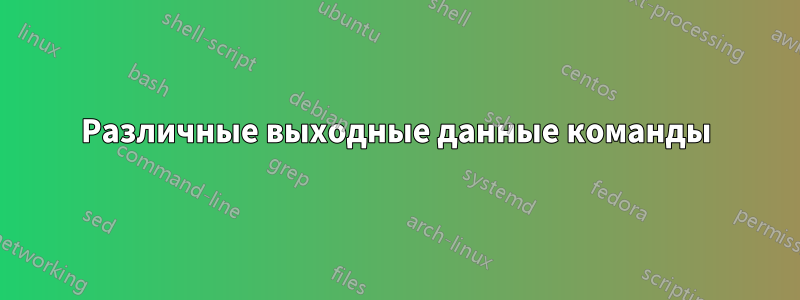 Различные выходные данные команды