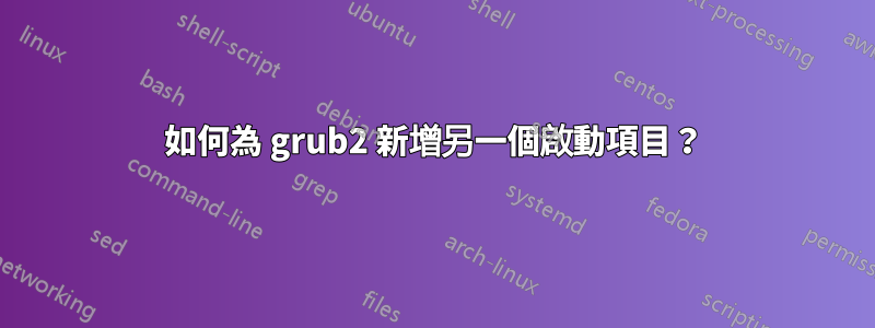 如何為 grub2 新增另一個啟動項目？