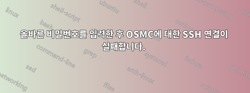 올바른 비밀번호를 입력한 후 OSMC에 대한 SSH 연결이 실패합니다.