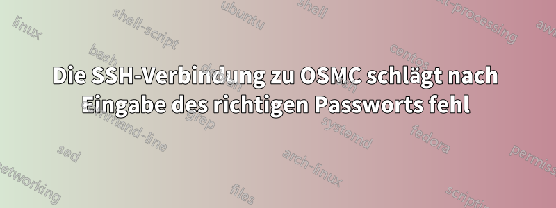 Die SSH-Verbindung zu OSMC schlägt nach Eingabe des richtigen Passworts fehl