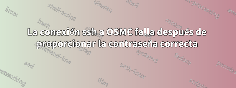 La conexión ssh a OSMC falla después de proporcionar la contraseña correcta