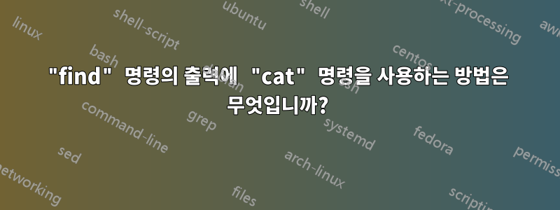"find" 명령의 출력에 "cat" 명령을 사용하는 방법은 무엇입니까?