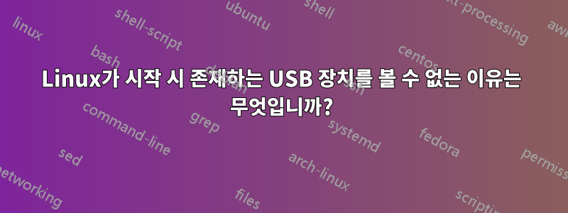 Linux가 시작 시 존재하는 USB 장치를 볼 수 없는 이유는 무엇입니까?